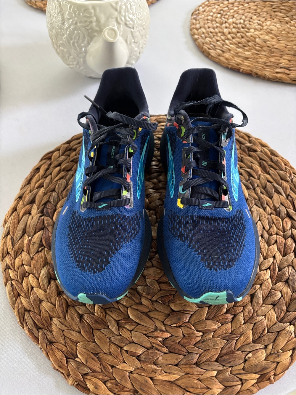 Brooks Blue Sneakers with Multicolor Accents